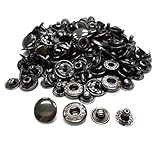 バネホック 15ｍｍ 金具 ブラックシルバー 50組 黒 ボタン レザークラフト ハンドメイド