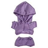 niannyyhouse　10cm ぬいぐるみ 服　ストレッチ　ソリッドカラー　スポーツウェア　パーカー　ズボン　着せ替え　綿人形　アクセサリー (purple, 10cm)