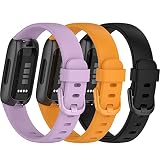 3点セット 対応Fitbit Inspire 3 シリコンバンド Fitbit Inspire 3 向けのTPUバンド シリコン 快適なデザイン シンプル 簡単取付 Fitbit Inspire 3 スマート ウォッチ 対応バンド(ライトパープル＋ブラック＋イエロー｜Sサイズ)