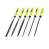 uxcell 針ヤスリセット　イエローハンドル　プラスチック製　4mm x 160mm　6本入り