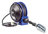 Coxreels PC10-3016-E Compact efficient heavy duty power cord reel with a incandescent caged drop lig