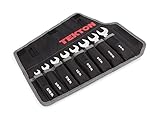TEKTON WRN01086 Stubby Combination Wrench Set with Roll-up Storage Pouch, Inch, 5/16-Inch - 3/4-Inch