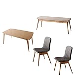 ベンチ：BE×チェア：GY／Onnell Dining 4set(Aタイプ) ダイニングセット ダイニング シンプル 幅150cm オシャレ 北欧 モダン 木製 天然木 トノー型