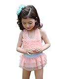 「楽々セレクトショップ」DUDU&MUMU正規品　大人気　可愛い子供用水着 女の子 ピンクふわふわスカートリボン付き スクール セパレート 上下セット 女児 ガールズ ビキニ キャップ付き 海水浴 ス