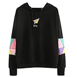 aimtoppy Womens印刷Fying長袖パーカースウェットシャツジャンパープルオーバートップスブラウス M ブラック AIMTOPPY