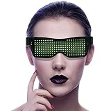 LEDサングラス, LEDメガネ ブルートゥースLEDパーティーメガネカスタマイズ可能なLEDメガネUSB充電式9モードワイヤレス点滅LEDディスプレイ、フェスティバル用グロー眼鏡レイヴパーティー (緑)