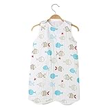 ガーゼ スリーパー 綿 コットン ベビー キッズ 着脱 らくちん 着心地 柔らか (サカナL)