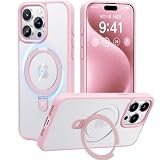【8年間の技術結晶！4in1超万能モデル】CASEKOO iPhone 15 Pro 用 ケース 米軍MIL規格 耐衝撃 MagSafe対応隠しスタンド 指紋防止 マット仕上げ 黄変防止 薄型半透明 スマホケース ストラップホール付き ワイヤレス充電対応 アイフォン15pro用ケース（ピンク）