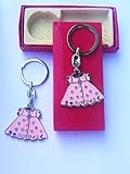 12-ベビーシャワーPary Favors「Girl」ピンクドレスキーチェーン。。RECUERDOS DE MIベビーシャワーde Nina