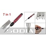 ドライバー，SODIAL(R)一セットで7件　滑り止めの赤黒ハンドルトルクス　T2 T5 T6　ドライバービット