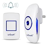 ieGeek Wireless Doorbell防水チャイムキット、1000フィートオペレーティング、36チャイム、4ボリューム、LEDインジケータ、レベル1プラグイン受信機& 1押しボタン送信機(ホ