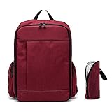 CiCiDi マザーズ リュック 大容量 ママ バッグ 保温哺乳瓶ポーチ付 人気 (レッド)