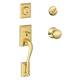 Addison Single Cylinder Handleset and Plymouth Knob, Bright Brass (F60 ADD 605 PLY) by Schlage Lock 