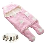 サク タスケ （sac taske） ベビー おくるみ ＆ 靴下 セット 赤ちゃん 新生児 あったか (ピンク ハート)