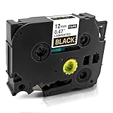 ブラザー工業 互換 TZe-334 単品 黒地金文字 幅12mm 【長さ 8m】 ラミネートテープ ピータッチ用 P-touch用 汎用 ラベルテープ TZe