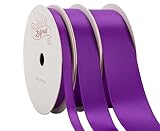 【Zofrud】パープル ダブルフェイス サテンリボン 3巻セット - 合計27メートル (6mm幅、16mm幅、25mm幅 x 9M) - 手芸、ギフトラッピング、ウェディングに最適