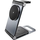 ZENIX DESIGN TECH ワイヤレス充電器 iPhone 対応 同時 軽量 スタンド 3in1 20W apple watch 対応 急速 折畳み 旅行 充電ステーション Airpods 対応 Magsafe ワイヤレス マグセーフ マグネット(ブラック)