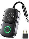 Bluetooth 5.4 トランスミッター ＆ レシーバー 2-in-1 送受信両対応 CDクオリティ LEDディスプレイ 2台同時接続 18時間連続運転 受信機&送信機 低遅延 3.5mm 飛行機/車載/テレビ/ホーム 充電しながら使用可 『TELEC認証済み』