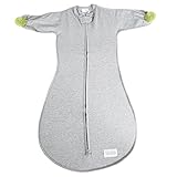 Woombie Soothie Misty Gray Sack with Green Built In Nature Soothe Pacifiers, 0-3 Months by Woombie