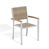 Oxford Garden Travira Armchair Resin Wicker Teak Armcaps, Antique, 2-Pack [並行輸入品]