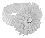 Baby Girls White Flower With Sequin Centre Headband 0-12 Months by Headbands