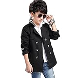 AiGo キッズトレンチコート 春秋 トレンチコート ガールズ アウター カジュアル 子供向きコート ジャケット ロングコート コート アウターコート 子供服 子供コート キッズ服 男の子 (160c