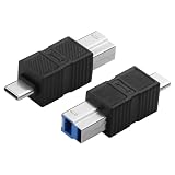 CERRXIAN Type-CからUSB-B変換アダプター USB-C to B USB 3.0対応 ホスト、ハードディスクボックス、プリンター接続用 2個 (Type-Cオス to USB-Bオス)