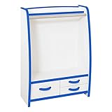 【地球家具】【キッズ収納】子供用 服かけ 安全設計 完成品 安心やわらかEVA素材 おしゃれなハンガーラック 日本製 (ブルー, ワイド)