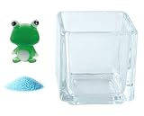花市場直送便 ミニチュアガラス ケロ & カラーサンド スカイブルー & 植え込み用グラス ニューブロックS