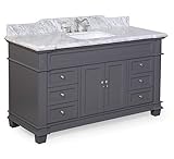 Kitchen Bath Collection KBC595GYCARR Elizabeth Single Sink Bathroom Vanity with Marble Countertop Ca
