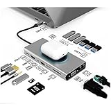 Honfomy　USB Cハブ　15-in-1 ドッキングステーション　ワイヤレス充電HDMI出力ポート / 1080P VGAポート/ PD 100W 急速充電ポート /アダプタドックVGA ワイヤレス充電、3 USB 3.0ポート、SDカードリーダーRJ45を持つMacBook Pro Air / iPad Pro / Samsung Galaxy S20 / note 20 / ChromeBook / Surface Go / Pro7 / Matebook