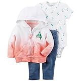 カーターズ（Carter's）女の子用白xオレンジグラデーション小鳥フード付きジャケットxコーデパンツお出かけ用上下3点セット (18months(78-83cm)) [並行輸入品]