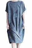 KIRITOA(キリトア) ワンピース ひざ下丈 ゆったり シルエット (F, グレー)