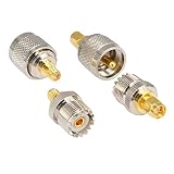 leeyovk SMA⇔M型 SMA UHF/VHF アンテナ変換アダプター SMAオス/メス⇔UHFオス/メス RF同軸 コネクタ 4個セット