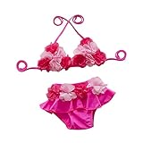 Famuka ベビー　キッズ　女の子　花びら　ビキニ（ローズレッド,　Ｌ(身長85-95CM　体重10-15kg））
