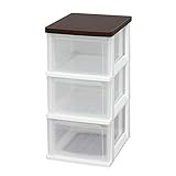 アイリスオーヤマ チェスト 木天板 3段 幅32.4 ブラウンオーク WTS-303