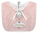 Stephan Baby Infant Girl Polka Dot Bib and Silver Plated Bent-Handled Spoon Gift Set, Little Princes