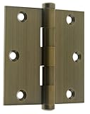 IDH by聖Simons 83535 – 005プロフェッショナルグレード品質純正ソリッド真鍮3 – 1 / 2インチx 3 – 1 / 2インチフルほぞ穴ドアヒンジ(ペア)、アンティーク真鍮