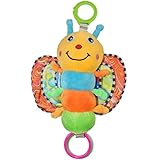 DEHANG ベビーカー用おもちゃ 赤ちゃんの知育玩具 はじめてにぎにぎおもちゃ リンリンラトル - 蝶