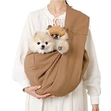 monchéri モンシェリ [シンプルワイドスリング] 犬 キャリーバッグ・スリング 小型犬 (L/ブラウン) 飛び出し防止 軽量 抱っこ紐 お出かけ メッシュ付き サイズ調整可能 犬用