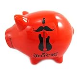 Designer piggy bank ' Cochon Moustache 'レッド( Mr。Rock。