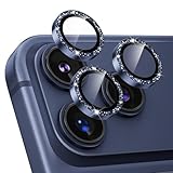 Podick レンズカバー iPhone17 Pro/17 Pro Max用 カメラフィルム キラキラ 9H強化ガラス アルミ合金 耐衝撃 いphone17pro/17pro max カメラ保護 高透過率 キズ防止 露出オーバー防止 全面保護 気泡ゼロ 指紋防止 貼り付け簡単 アイフォン17プロ/17プロマックス 対応 独立型レンズプロテクター (17Pro/Max,ディープブルー)
