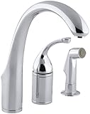 KOHLER K-10430-CP Forte Single Control Remote Valve Kitchen Sink Faucet with Sidespray and Lever Han