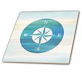 PSビーチ – Aqua Nautical Compassビーチテーマアート – タイル 12-Inch-Ceramic ct_152107_4
