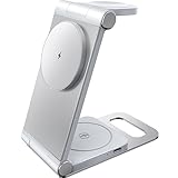 ZENIX DESIGN TECH ワイヤレス充電器 iPhone 対応 同時 軽量 スタンド 3in1 20W apple watch 対応 急速 折畳み 旅行 充電ステーション Airpods 対応 Magsafe ワイヤレス マグセーフ マグネット(ホワイト)