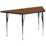 Flash Furniture XU-A3060-TRAP-OAK-H-A-GGTrapezoid Activity Table with 1-1/4-Inch Thick High Pressure