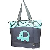 Tender Kisses Zigzag Elephant Diaper Tote with Rest Station - aqua, one size by A.D. Sutton