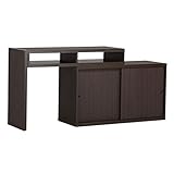 arne テレビ台 コーナー ハイタイプ 伸縮 完成品 パソコンデスク キャビネット T+D 105W引戸 ダークブラウン