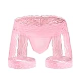[Amy Coulee] Tバック メンズ レース 下着 男性用セクシーランジェリー ビキニブリーフ メンズ セクシー 下着 過激 無地 (708-A-Pink)
