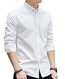 [JHIJSC] シャツ メンズ 長袖 カジュアル ビジネス 春 綿 無地 おしゃれ 大きいサイズ (ホワイト, 2XL)